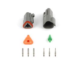 Plug and Pins Only - Matching Set of Deutsch DT-3 Connectors  (DT06-3S + DT04-3P) - ( 13 Amp)